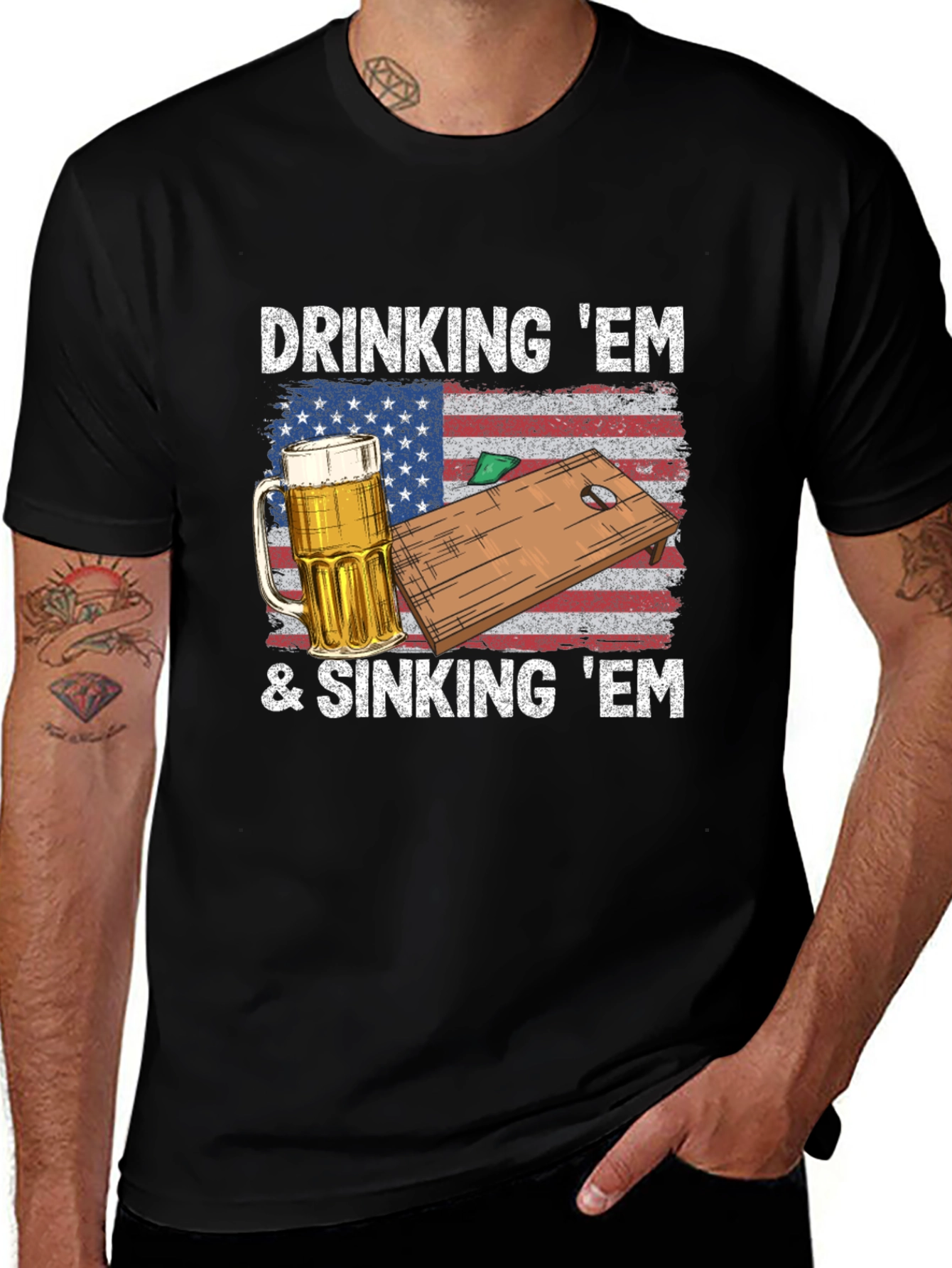 Drinking & Sinking Em Cornhole T-Shirt