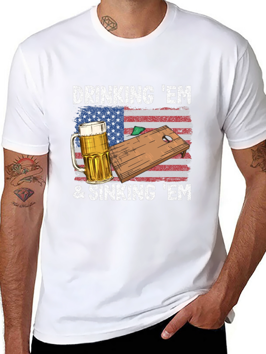 Drinking & Sinking Em Cornhole T-Shirt