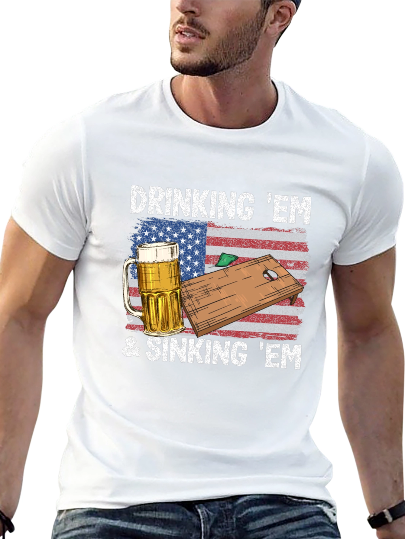 Drinking & Sinking Em Cornhole T-Shirt