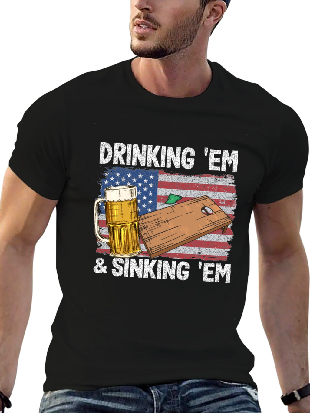 Drinking & Sinking Em Cornhole T-Shirt