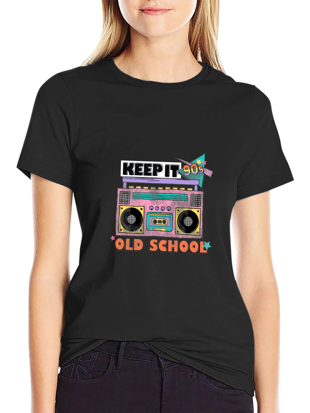 Keep It 90s Old School Black Graphic Tee
