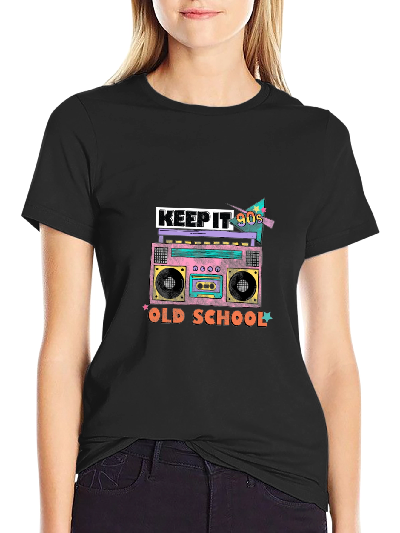 Keep It 90s Old School Black Graphic Tee