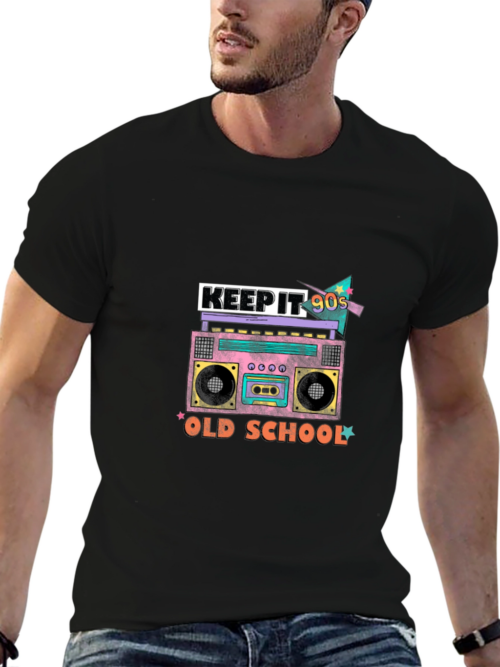 Keep It 90s Old School Black Graphic Tee