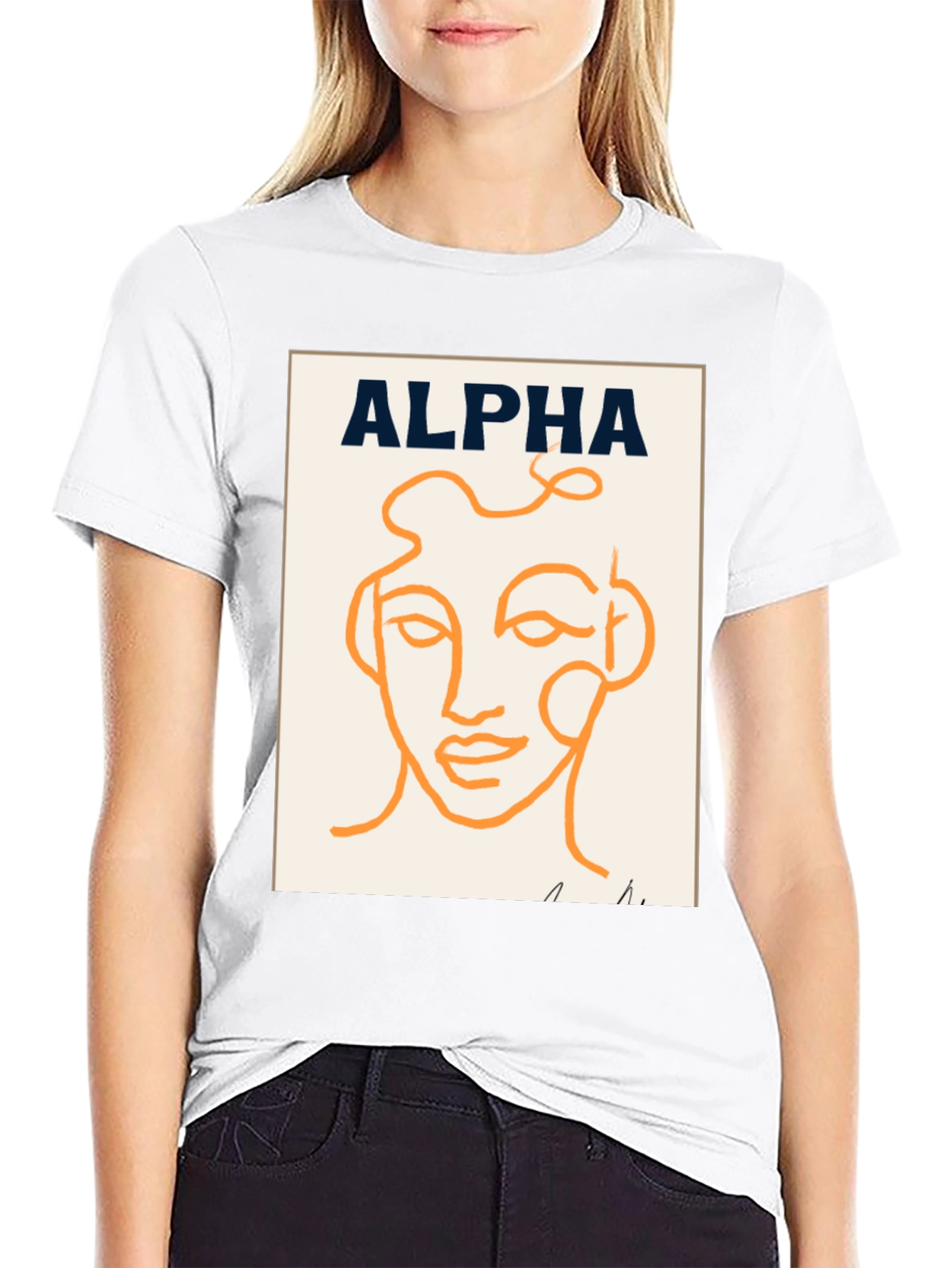 Alpha Abstract Face Graphic Tee - Modern Art T-Shirt