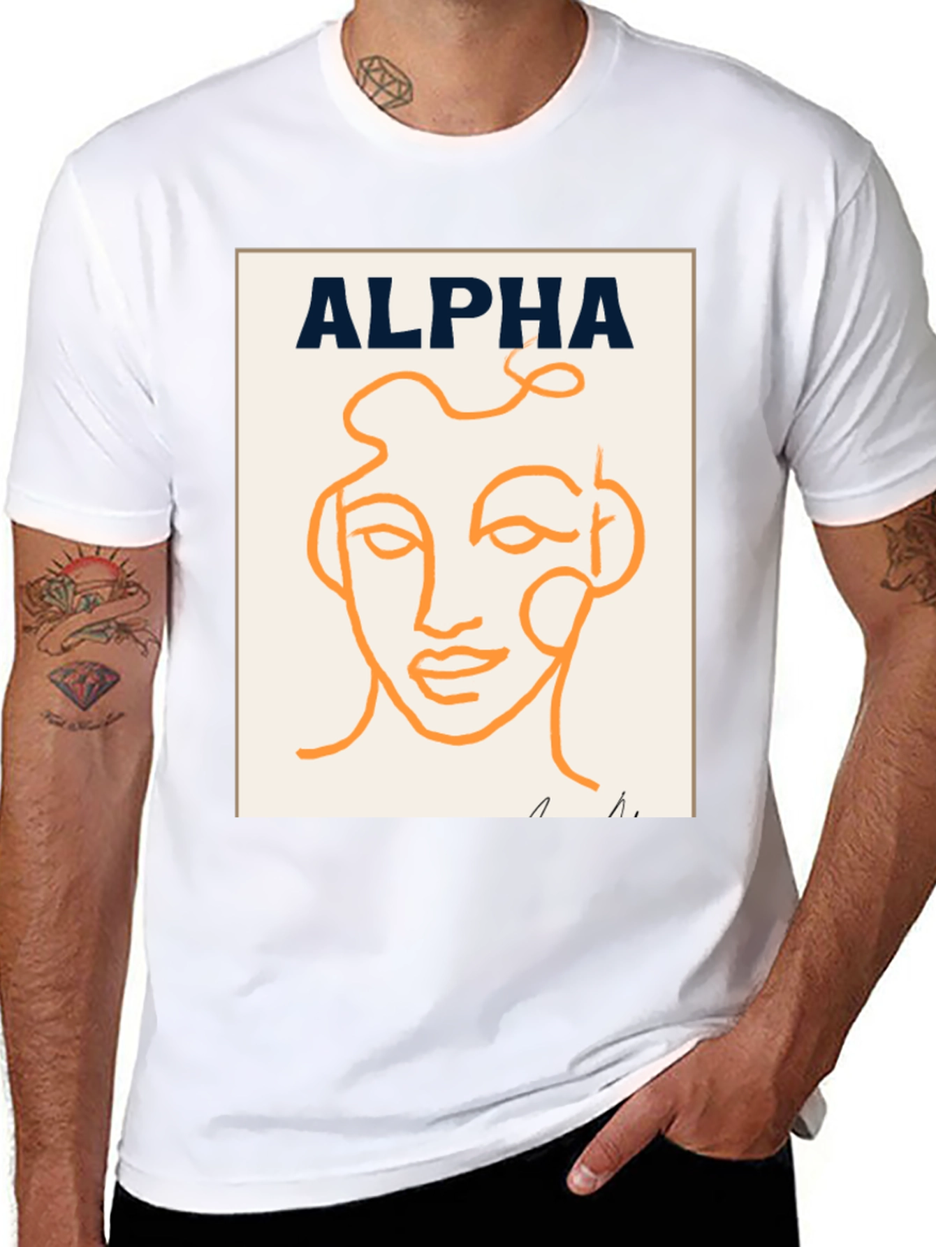 Alpha Abstract Face Graphic Tee - Modern Art T-Shirt