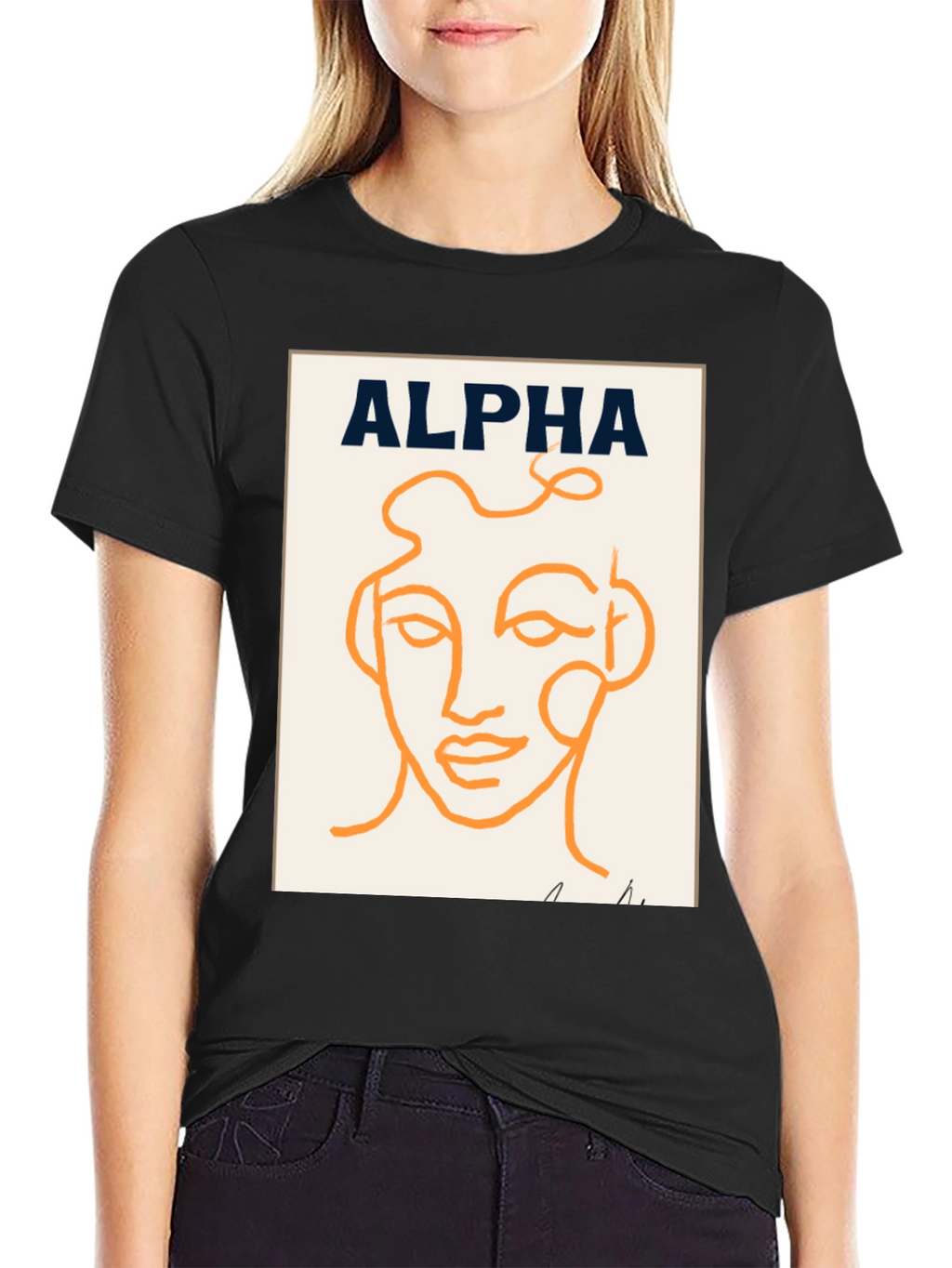 Alpha Abstract Face Graphic Tee - Modern Art T-Shirt