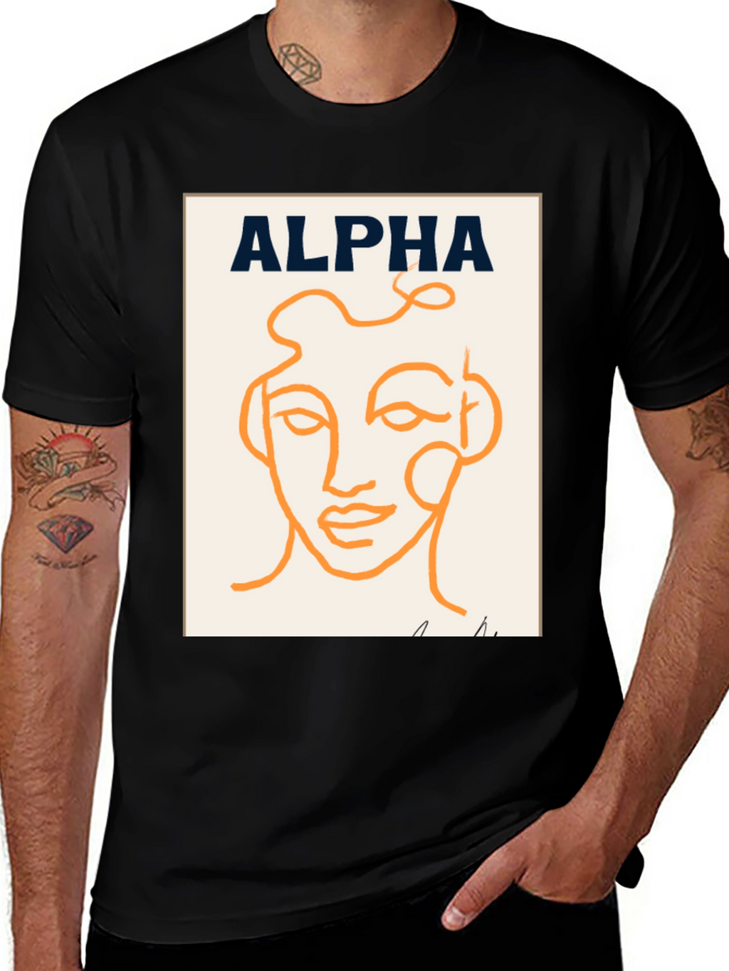 Alpha Abstract Face Graphic Tee - Modern Art T-Shirt