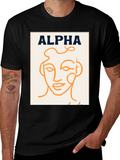 Alpha Abstract Face Graphic Tee - Modern Art T-Shirt