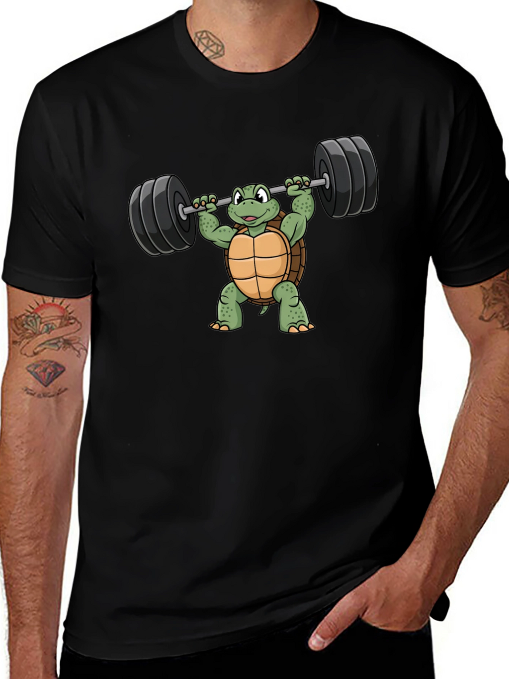 Turtle Lifting Barbell Graphic T-Shirt