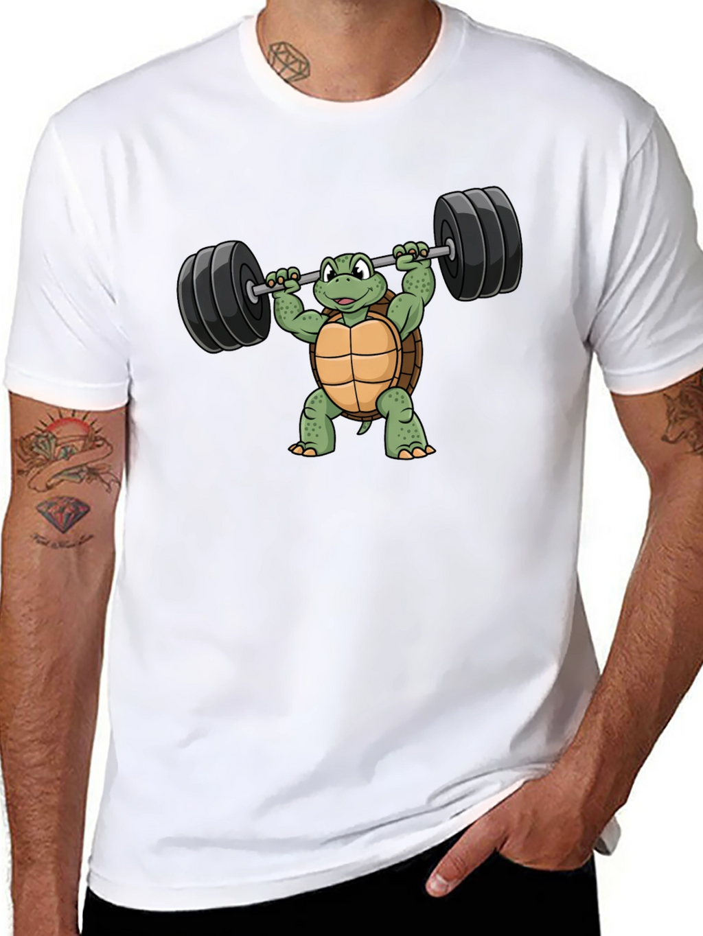 Turtle Lifting Barbell Graphic T-Shirt