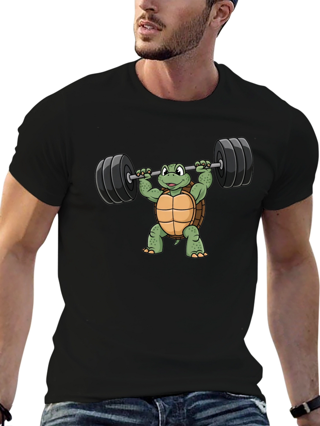 Turtle Lifting Barbell Graphic T-Shirt