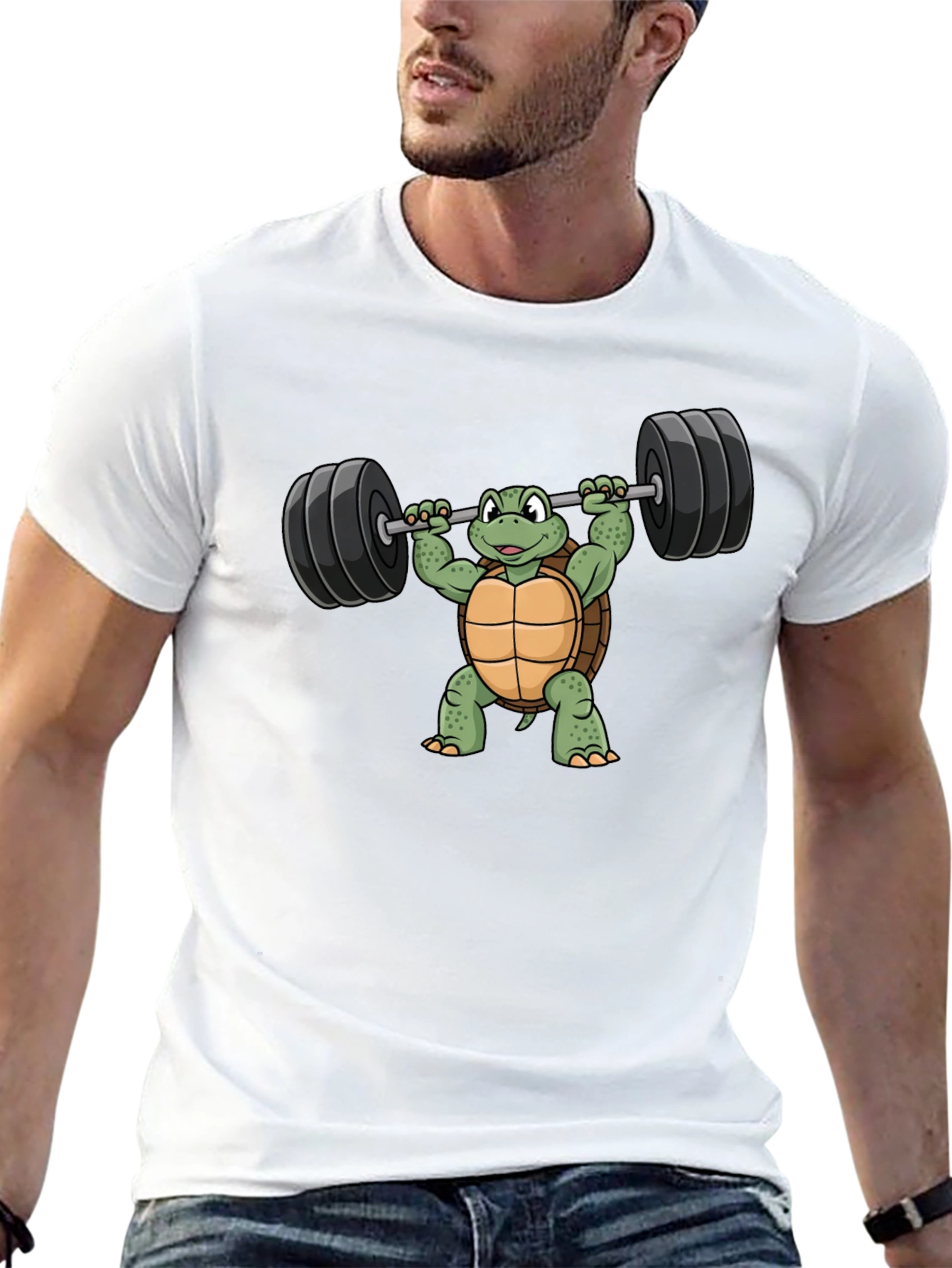 Turtle Lifting Barbell Graphic T-Shirt