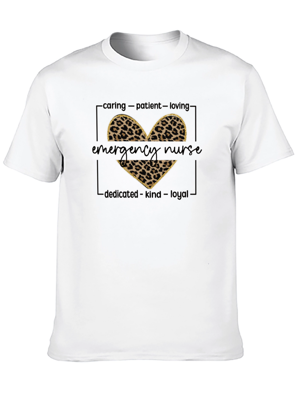 Emergency Nurse Leopard Heart T-Shirt