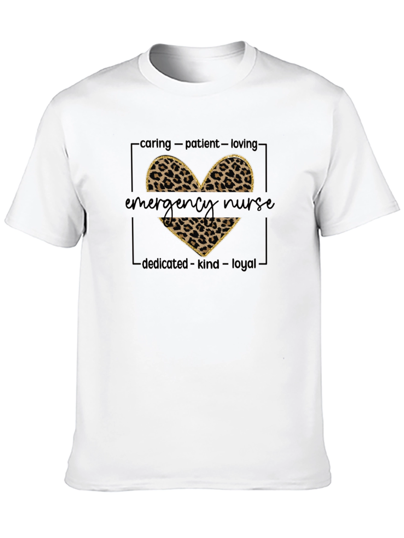 Emergency Nurse Leopard Heart T-Shirt