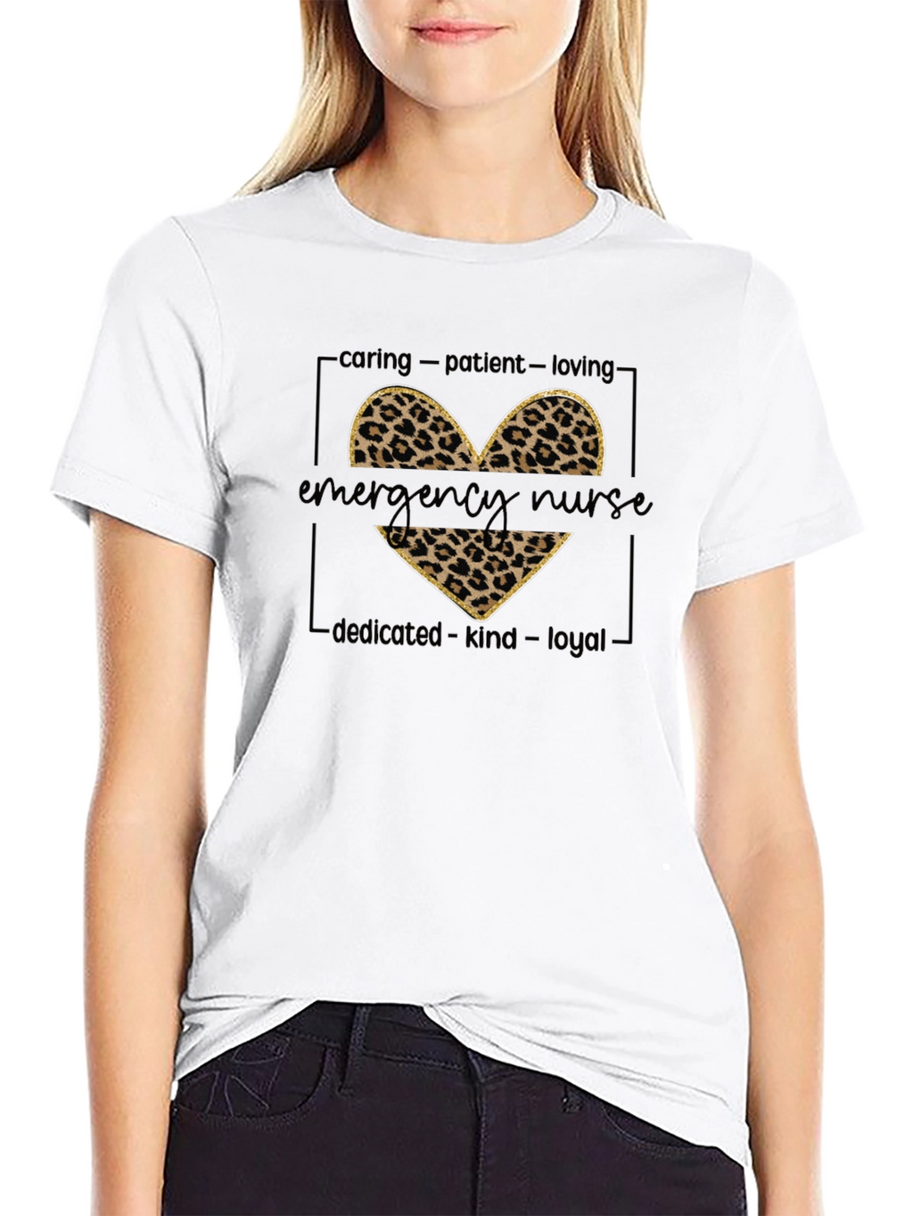 Emergency Nurse Leopard Heart T-Shirt
