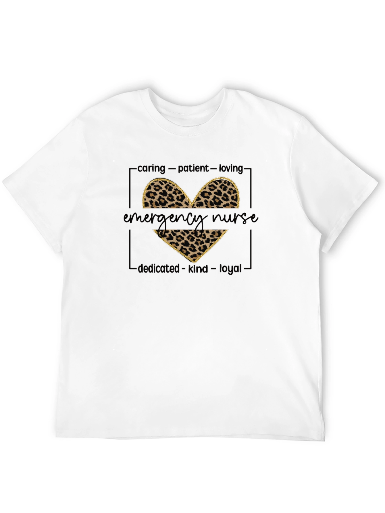 Emergency Nurse Leopard Heart T-Shirt