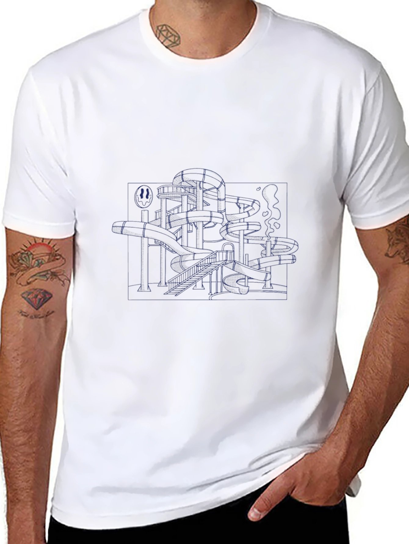 Abstract Line Art Black T-Shirt