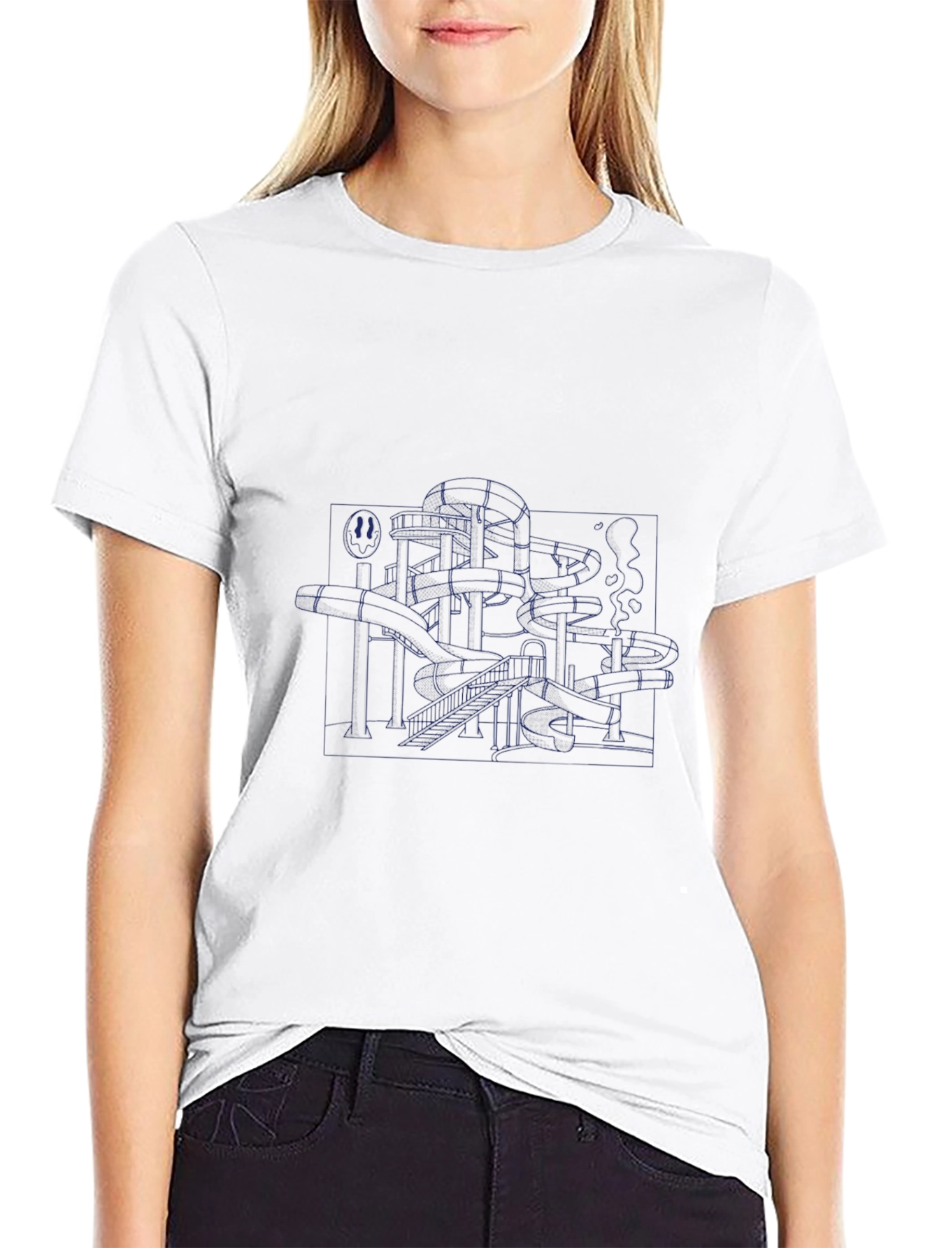 Abstract Line Art Black T-Shirt