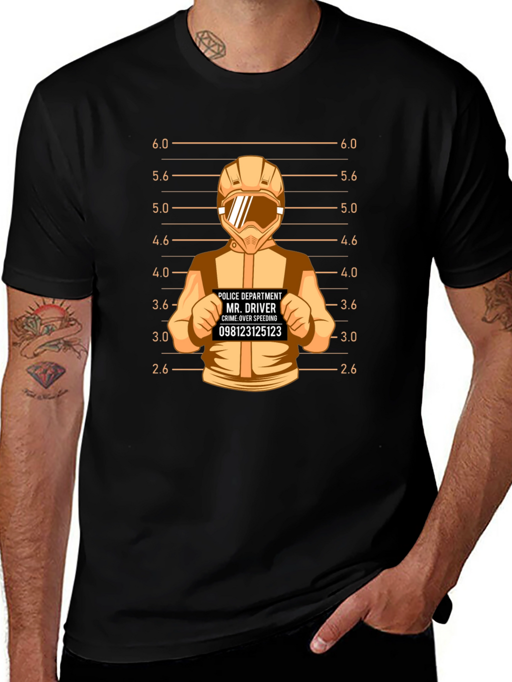 Driver Mugshot Graphic Tee - Speeding Crime Humor