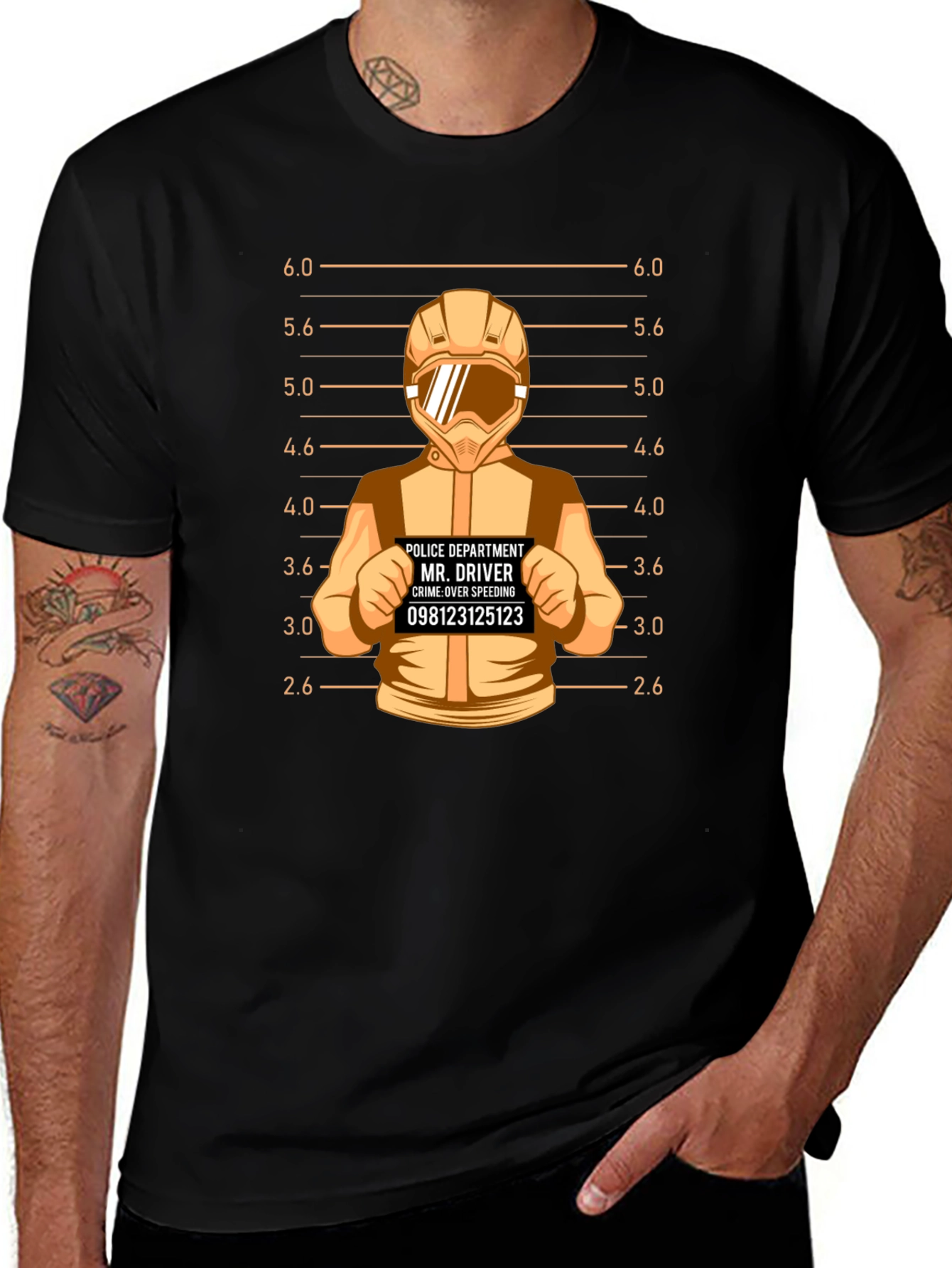 Driver Mugshot Graphic Tee - Speeding Crime Humor