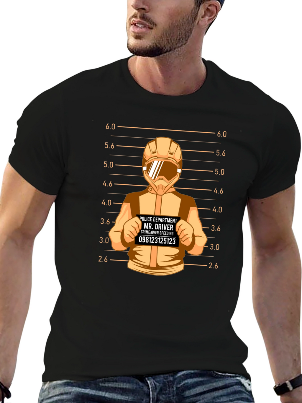 Driver Mugshot Graphic Tee - Speeding Crime Humor