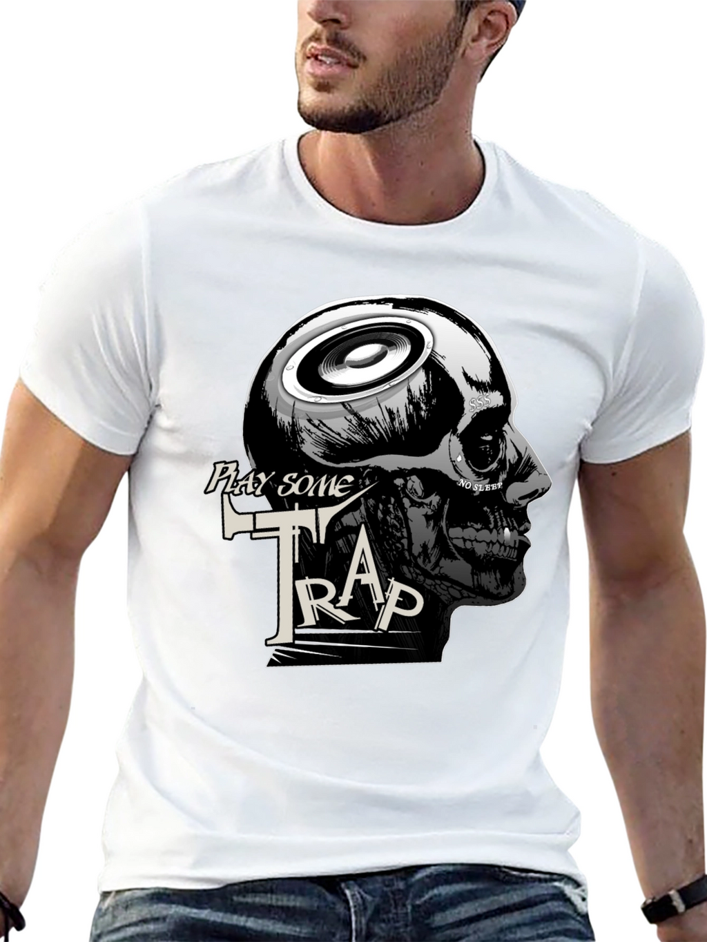 Play Some Trap Graphic Tee - Skull Speaker Design