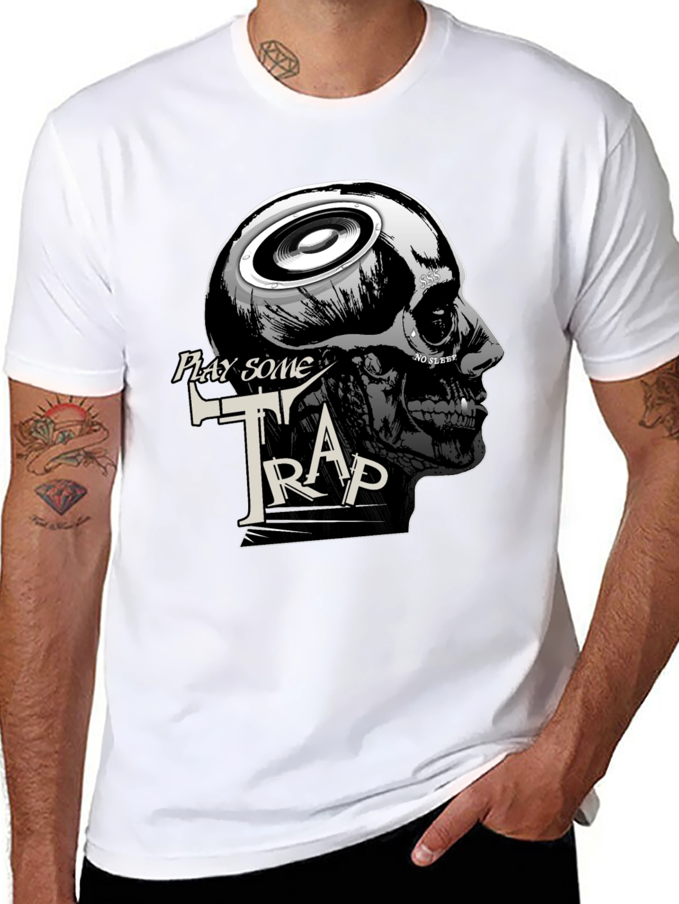 Play Some Trap Graphic Tee - Skull Speaker Design