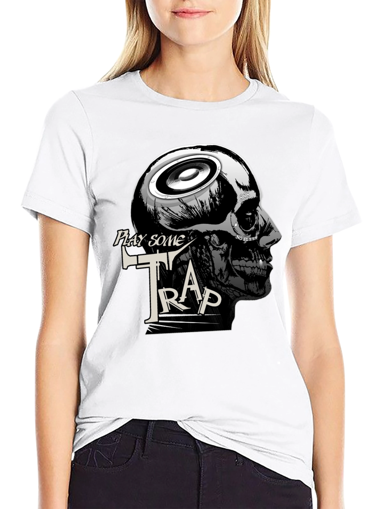 Play Some Trap Graphic Tee - Skull Speaker Design