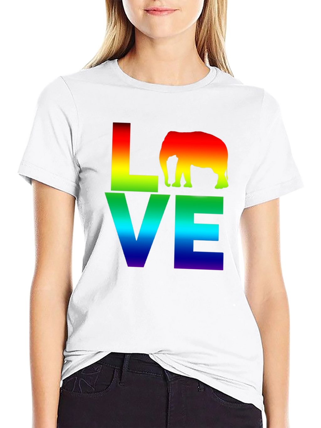 Rainbow Elephant Love T-Shirt