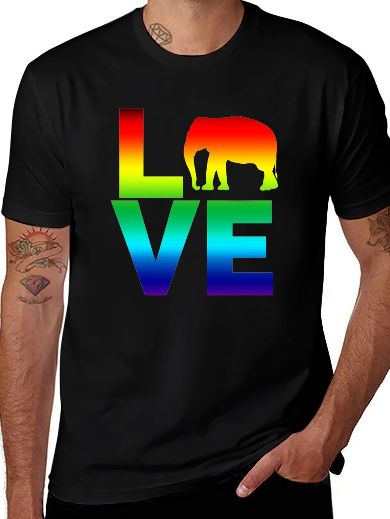 Rainbow Elephant Love T-Shirt