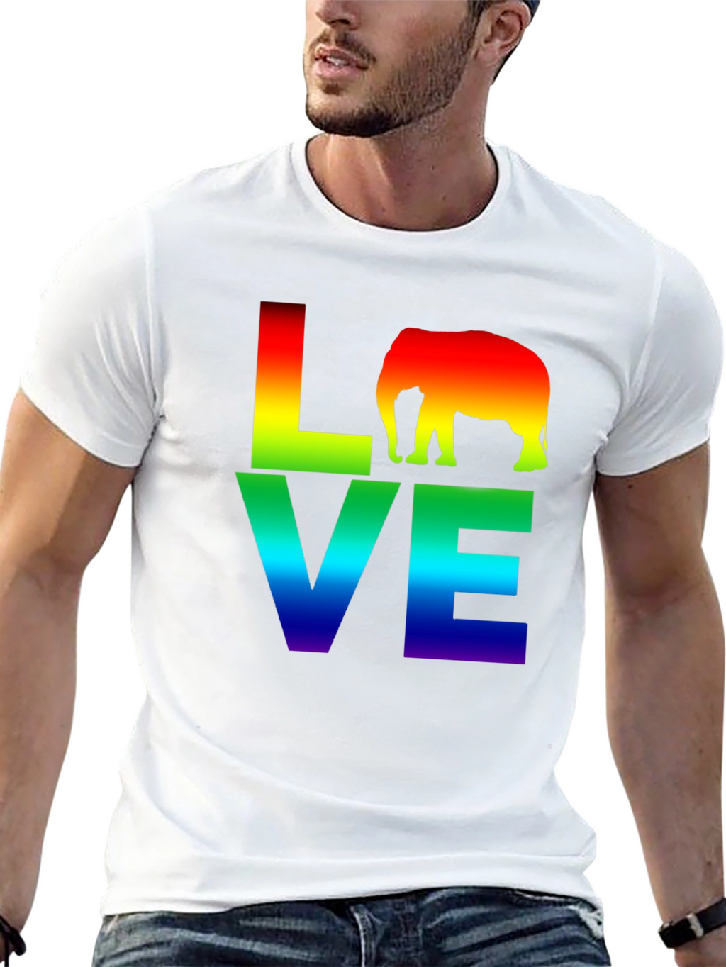 Rainbow Elephant Love T-Shirt