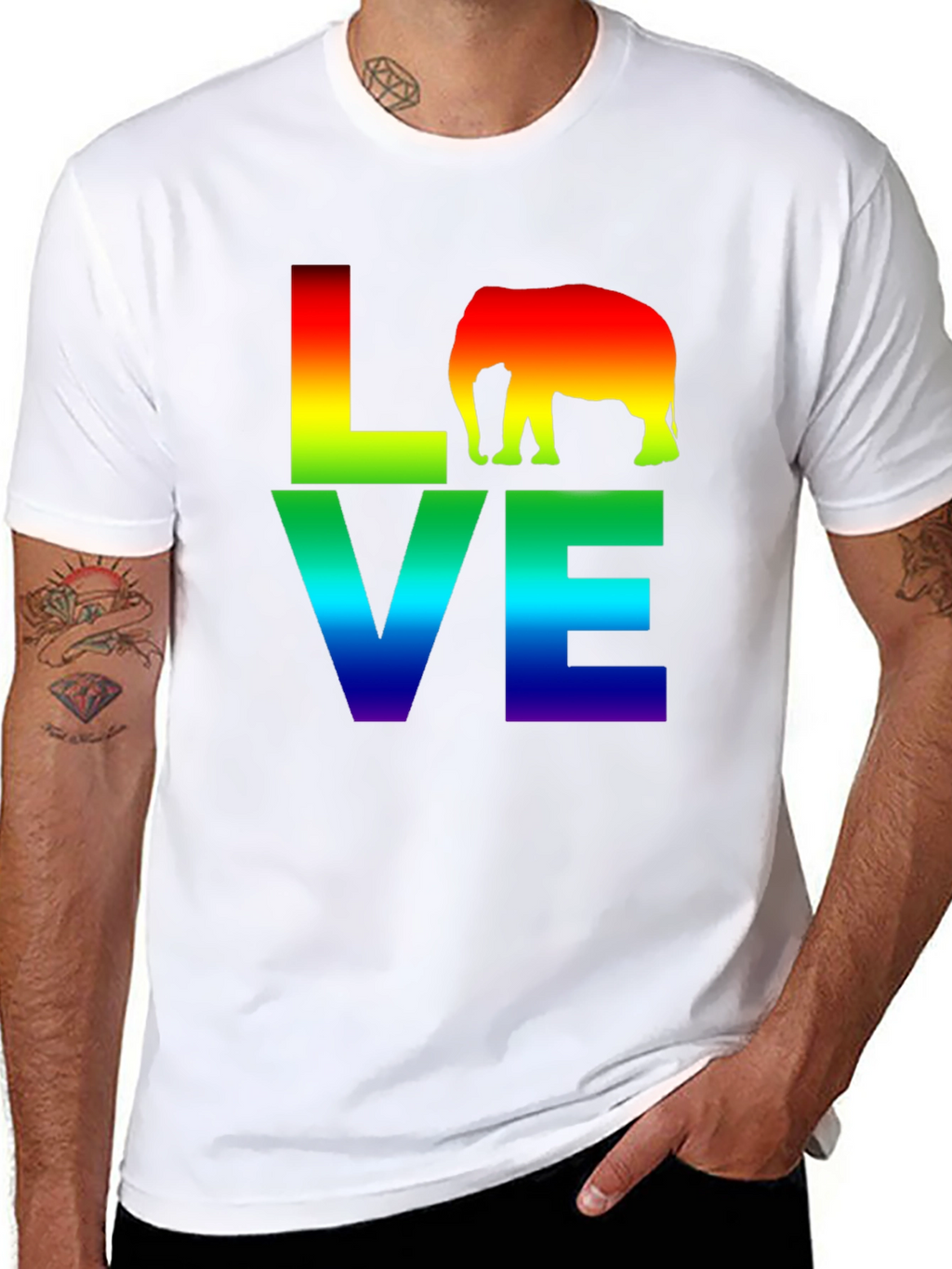 Rainbow Elephant Love T-Shirt
