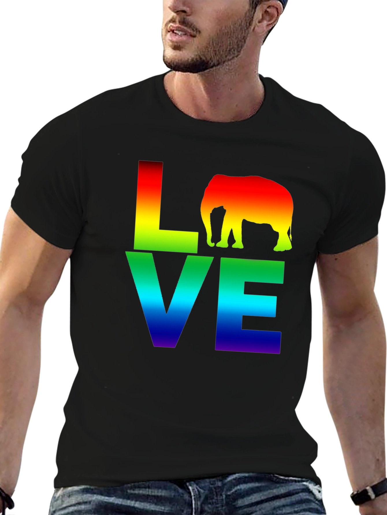 Rainbow Elephant Love T-Shirt