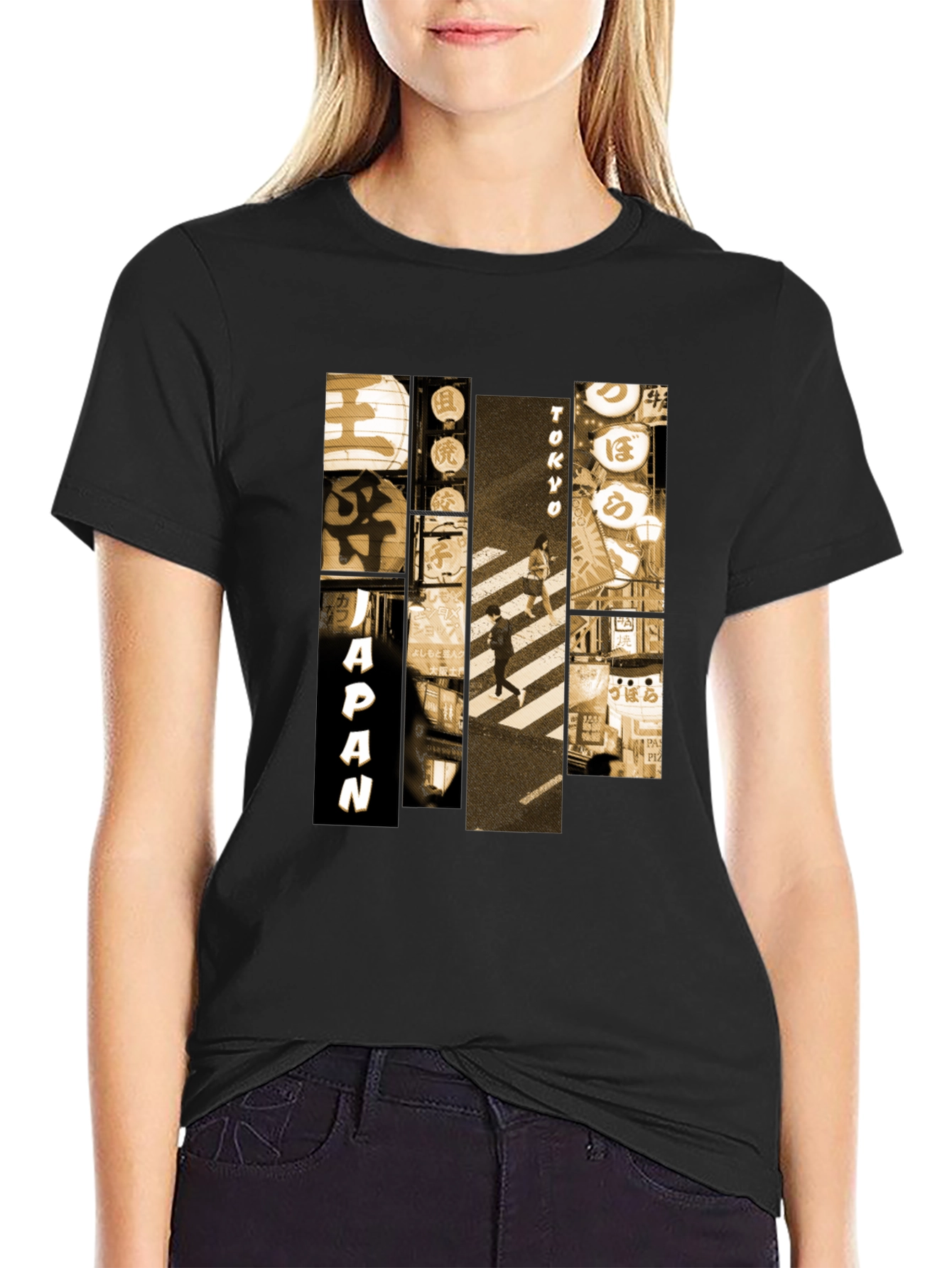 Japan Tokyo Graphic Print Black T-Shirt