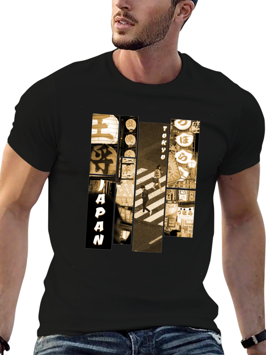Japan Tokyo Graphic Print Black T-Shirt