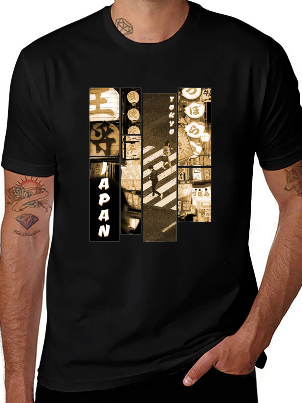 Japan Tokyo Graphic Print Black T-Shirt