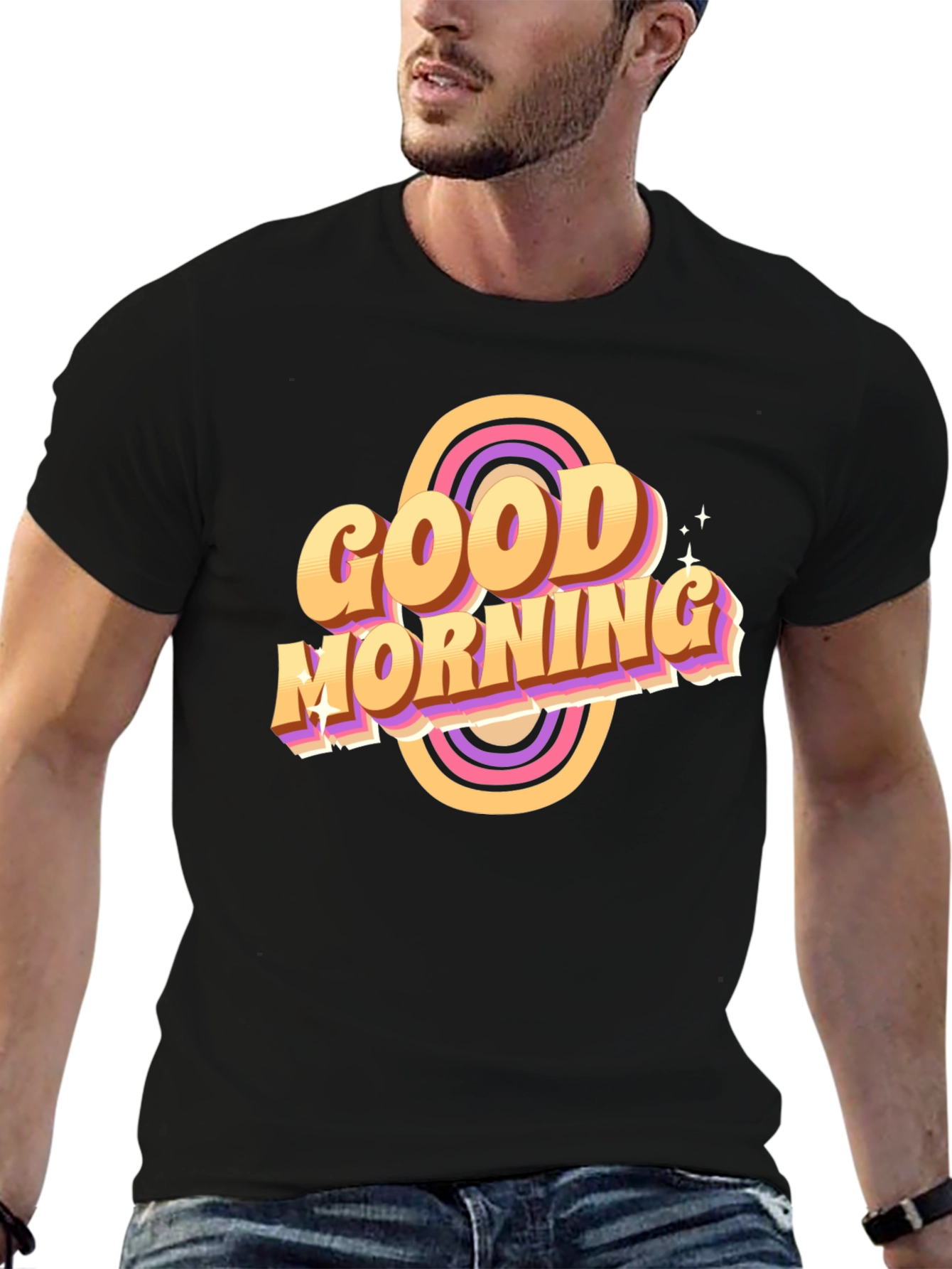 Good Morning Retro T-Shirt Black