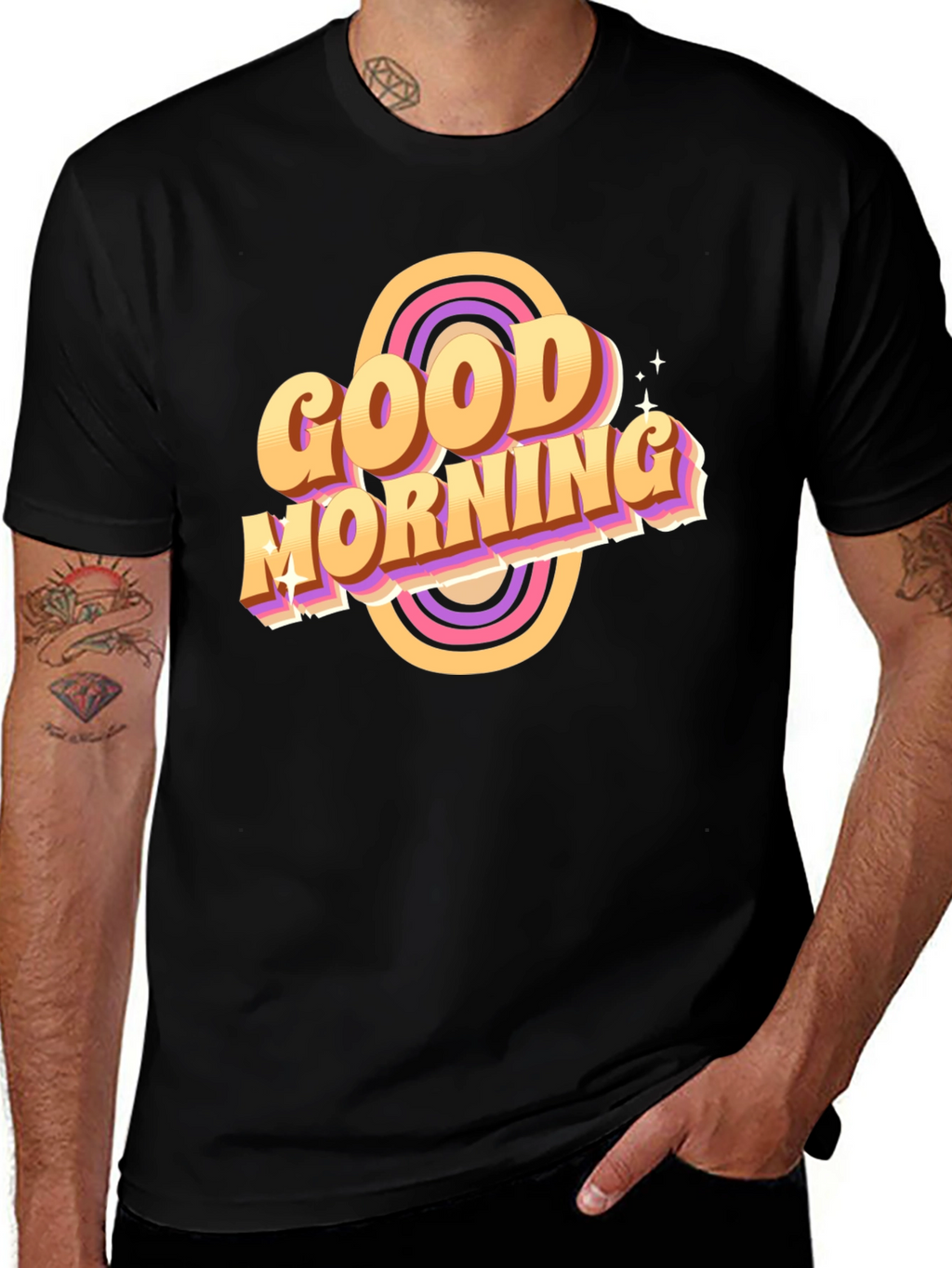 Good Morning Retro T-Shirt Black