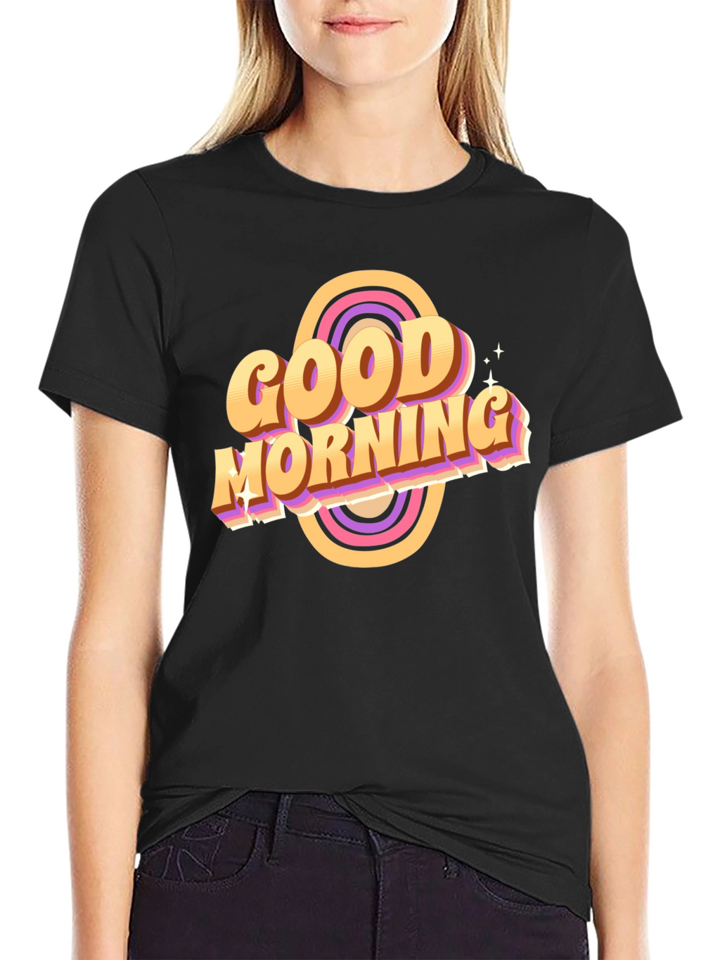 Good Morning Retro T-Shirt Black