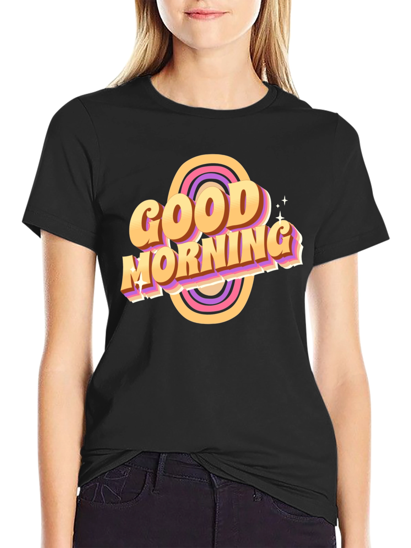 Good Morning Retro T-Shirt Black