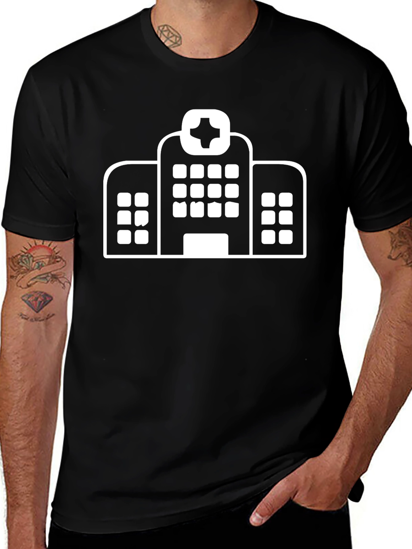 Hospital Graphic Black T-Shirt - Medical Staff Volunteers