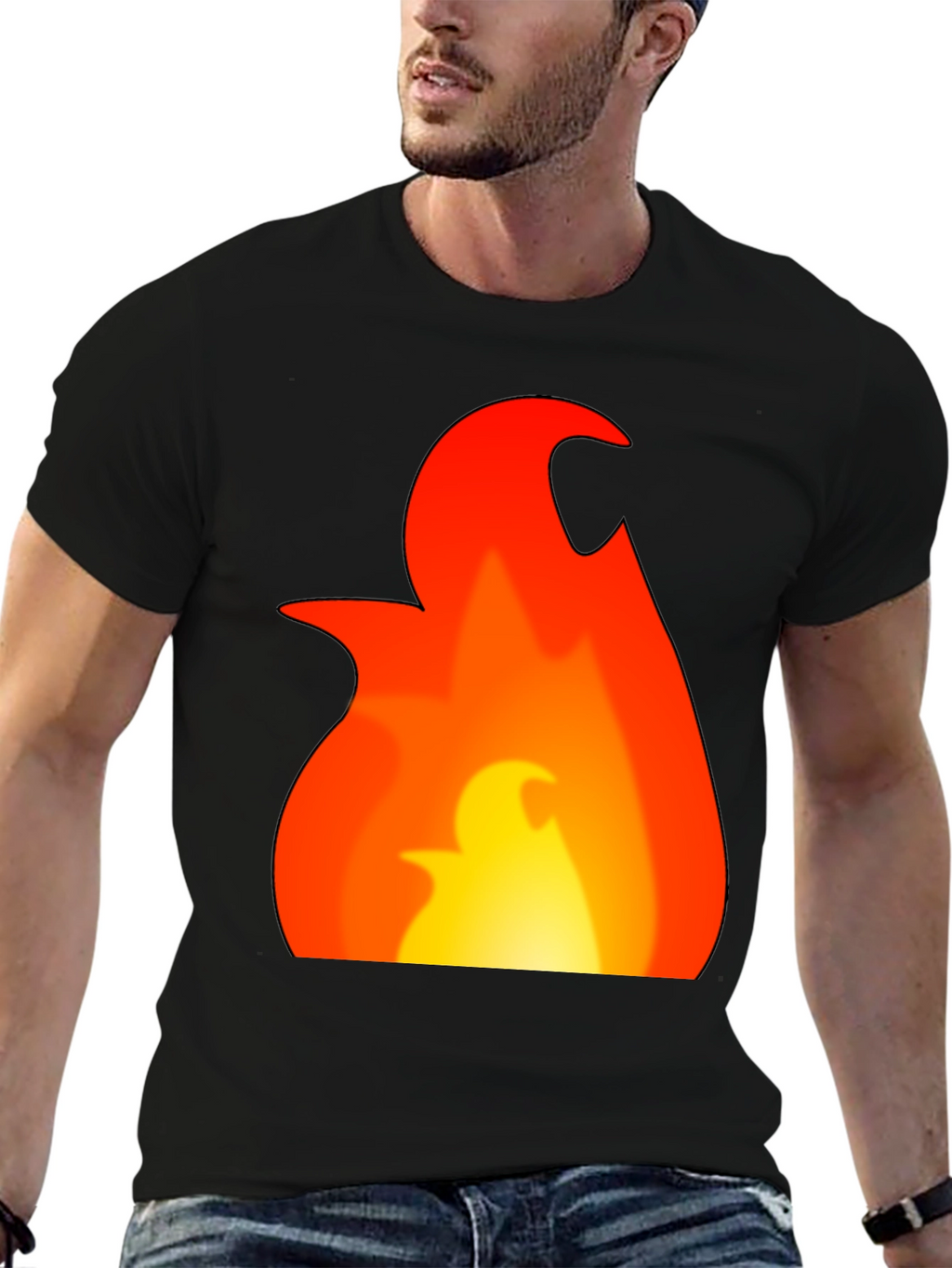 Flame Graphic Tee - Bold Black T-Shirt