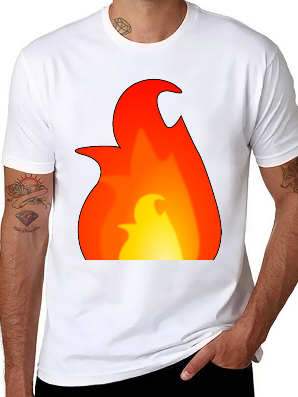 Flame Graphic Tee - Bold Black T-Shirt