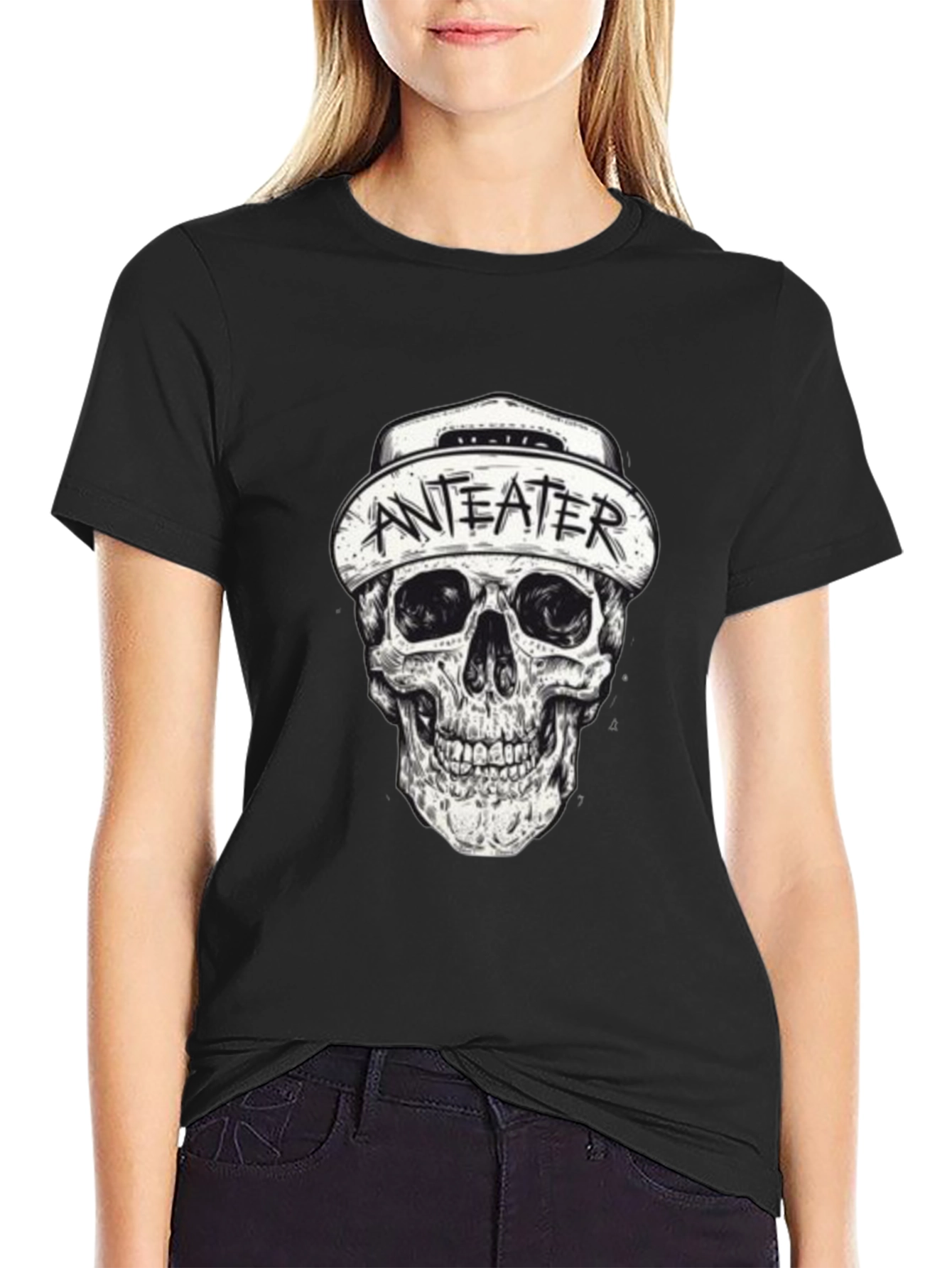 Anteater Skull Graphic Black T-Shirt