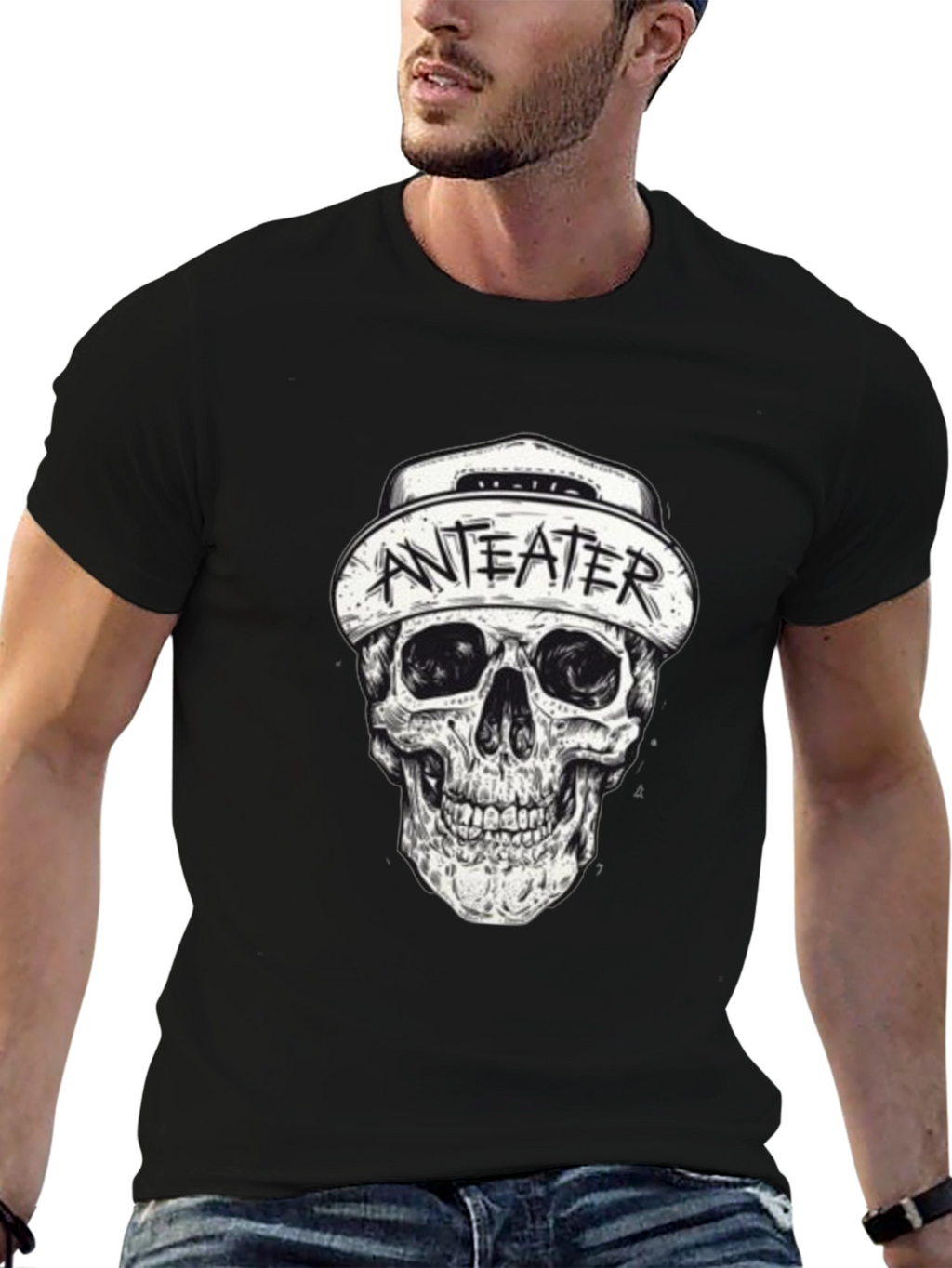 Anteater Skull Graphic Black T-Shirt