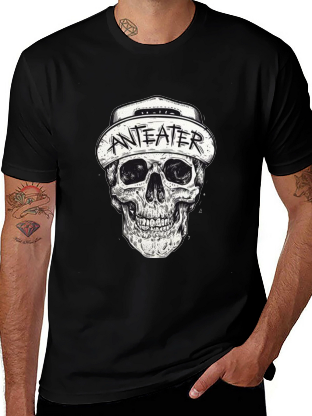 Anteater Skull Graphic Black T-Shirt