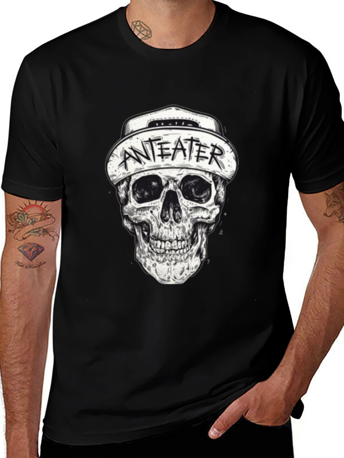 Anteater Skull Graphic Black T-Shirt