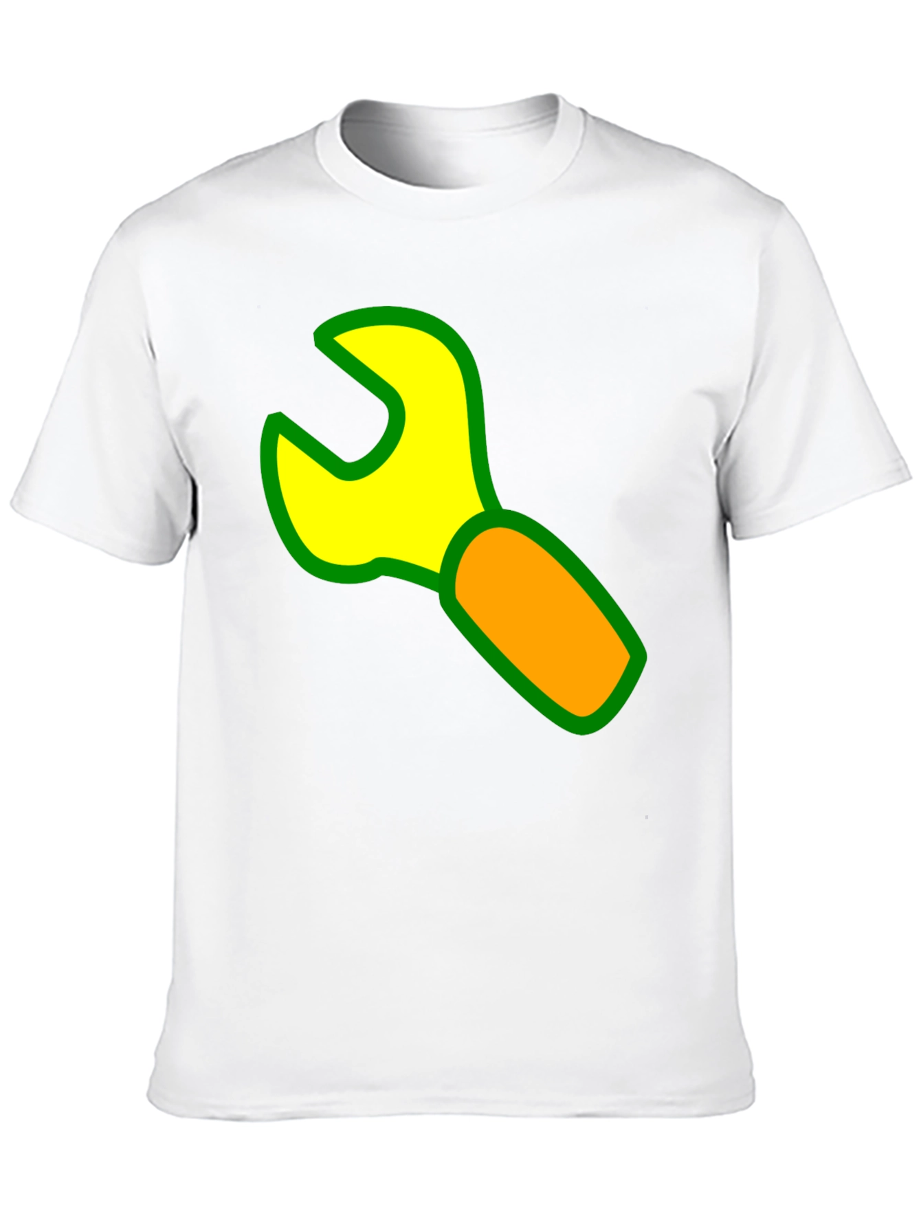Wrench Graphic Black T-Shirt - Cartoon Tool Design
