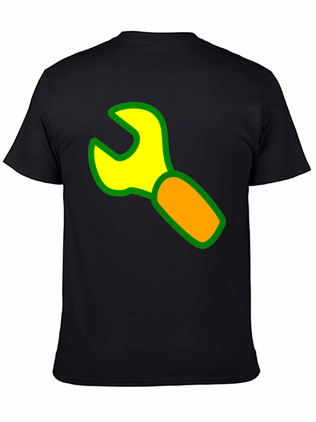 Wrench Graphic Black T-Shirt - Cartoon Tool Design