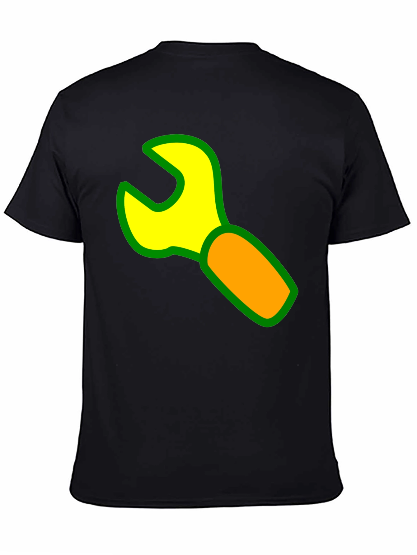 Wrench Graphic Black T-Shirt - Cartoon Tool Design